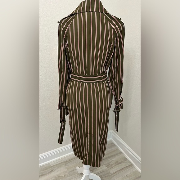 FRNCH Brown/Khaki trench coat/dress with Red& White stripes Size S/M - Picture 5 of 9